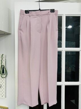 Aritzia Wilfred The Effortless Pants Pleated High Waist Wide Leg Lavender Medium